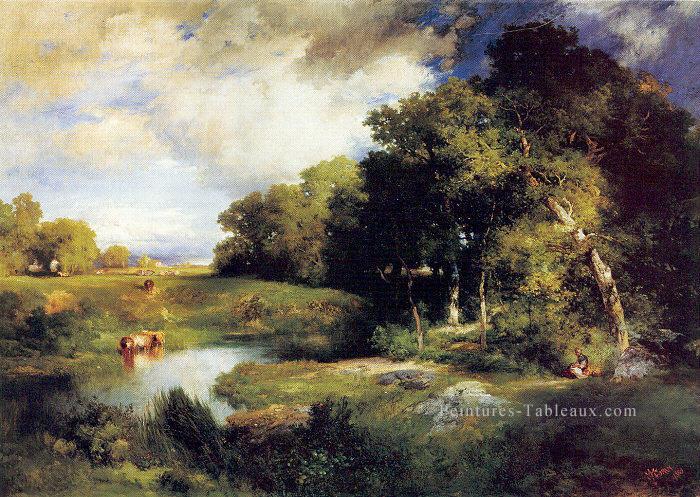 Un paysage pastoral Thomas Moran Peintures à l'huile